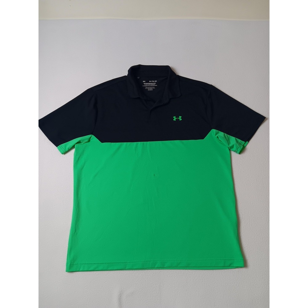 Under Armour Polo Shirtβ Mens XL Green Colorblock HeatGear Performance Golf